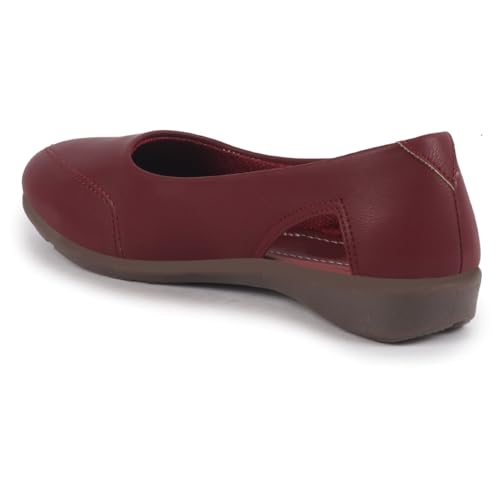 Image of FAUSTO Women Stylish Backless Casual Ballets | Low Heel Cut-Out Slip-On Ballerinas | Comfortable Walking Flats Sandals | Memory Cusion Insole