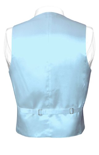Men's SILK Dress Vest & NeckTie Solid BABY BLUE Color Neck Tie Set2