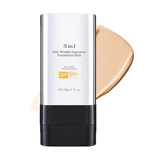SPF50+ - Base de maquillaje 3 en 1, resistente al agua y de larga duración, lápiz de base hidratante ligero, protector solar antiarrugas