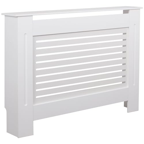 FineBuy Cubierta del radiador 112x82x19 cm Blanco Lacado | Cubierta de la calefacción para Dormitorio y Sala de Estar