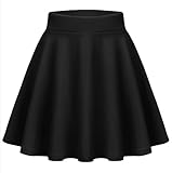 Zeagoo Mini Skirt Women's Basic Versatile Stretchy Flared Casual Mini Skater Skirt A Line Hight Waist Skirts Black