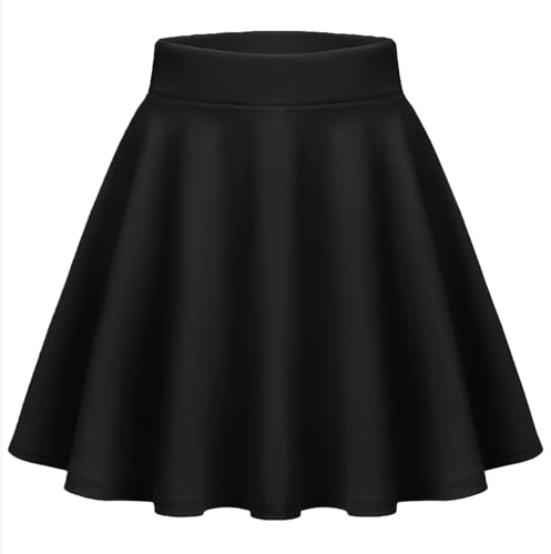 Zeagoo Mini Skirt Women's Basic Versatile Stretchy Flared Casual Mini Skater Skirt A Line Hight Waist Skirts Black