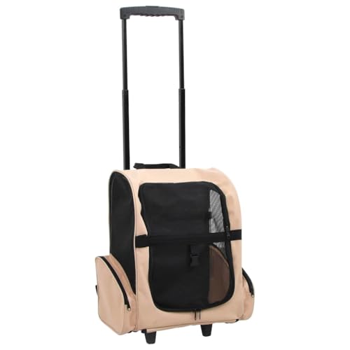 vidaXL Trolley Animali Pieghevole Multifunzione Beige Trasportino Cani Gatti