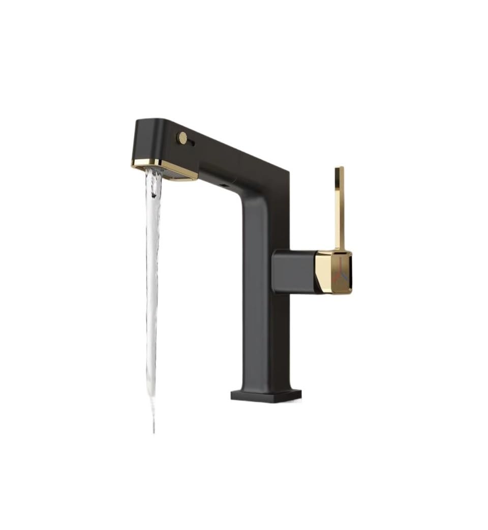 ZQFHSX Digital Sink Faucet with 720 Degree Rotation, Pullable Kitchen Tap, Dual Use for Cold and Hot Water, Multiple Effluent Modes