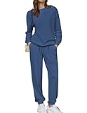 HOTOUCH Womens Fleece Sweatsuits 2 Piece Warm Up Suits Long Sleeve Pullover and Sweatpants with Pockets