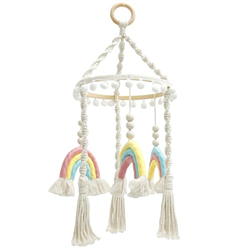 Baby Crib Mobile Unique and Charming Nursery Mobile with Wood Frame Multifunctional Baby Nursery Decor for Home Playroom Bedroom.(Yellow,1)