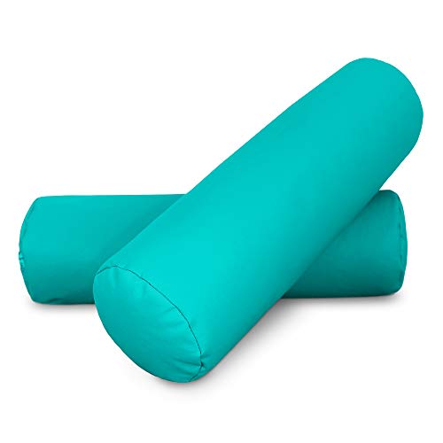 HAPPERS 2 Cojines cilíndrico de 50x15 en Polipiel Turquesa. Almohada rulo cojín aliviar Dolor postural o Dormir
