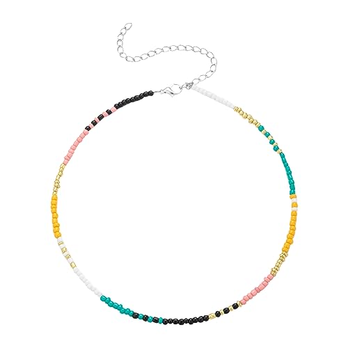 Summer Beaded Choker Necklace Pretty Bohemian Hawaiian Tiny Seed Beaded Necklace for Women