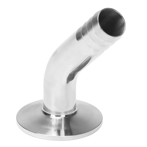 Image of DERNORD Sanitary Hose Barb Pipe Fitting 1.5 inch Tri Clamp (50.5MM Ferrule) 45 Degree Elbow Tube OD 3 /4 inch /19MM