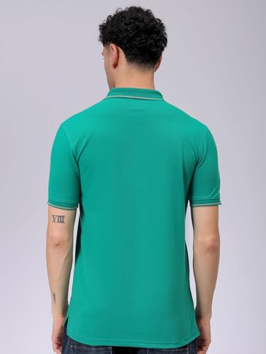 Image of The Indian Garage Co Men Slim Fit Solid Polo Neck Half Sleeves Tshirt