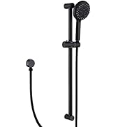 YUESIMATE 5-Spray Handheld Shower Head Set with 28.35-Inch Slide Bar Stainless Steel, Matte Black...