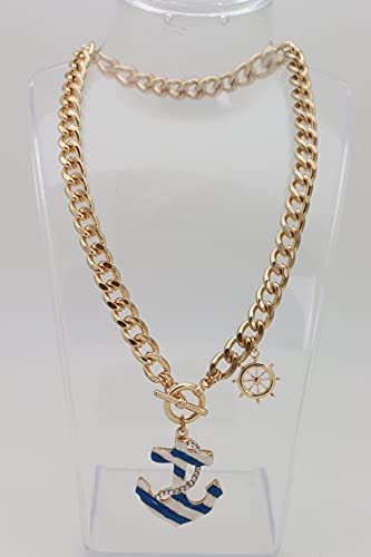 Trendyfashionjewelry LADIES FASHION JEWELRY Women Fashion Gold Metal Chains Necklace Nautical Anchor Charm Pirate Helm Ship Jewelry Pendant thumb #2