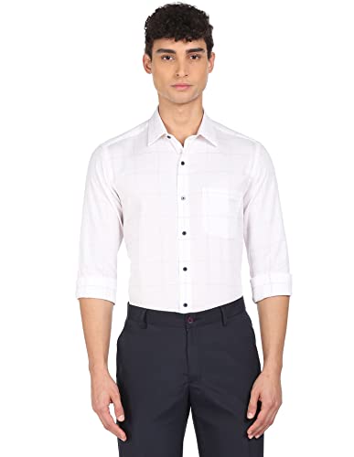 Image of Arrow Solid Slim Fit Mens Formal Shirt - 100% Cotton, Breathable & Comfortable, Full Sleeves Shirts for Men