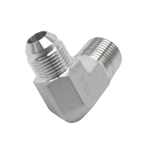 Image of HFS(R) 1 /2 inch Male NPT to 1 /2 inch Male JIC Elbow 90 Flare Pipe Fitting 304 Stainless Steel (1 /2 inch MNPT x 1 /2 inch MJIC)