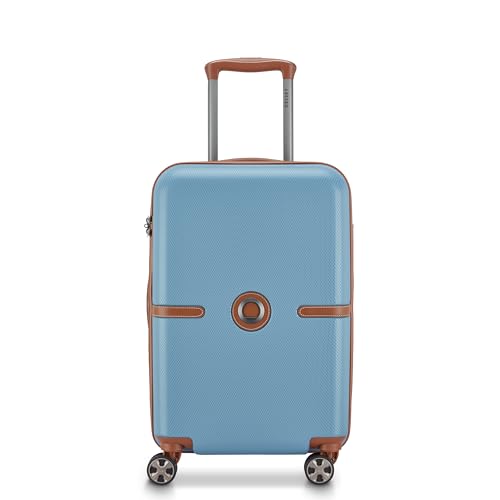 Image of DELSEY PARIS Juliette 55 cms Small Cabin ABS /Polycarbonate Hard Sided 8 Wheels and Expandable Spinner Suitcase /Trolley Bag for Travel with TSA Lock- Blue