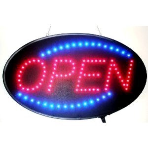 Ultra Bright LED Neon Light Open Sign Oval Style Premium Design Larger Size 22"L x 13"W x 1"H with Power On/Off and Animation On/Off Switchs by "E Onsale" U30
