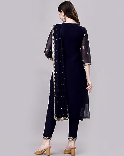 Image of PATISOL Women's Georgette Kurta Set with Dupatta
