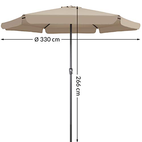 Kingsleeve Parasol 330 cm Taupe UV-bescherming 50+ Handslinger Waterafstotend - Afbeelding 8