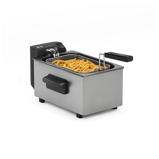 Tristar Edelstahl-Fritteuse, 3L Kapazität, Temperaturregelung bis 190°C, Kaltzone, Spülmaschinengeeignete Teile, Cool-Touch-Gehäuse, Einfach zu Reinigen, FR-9326