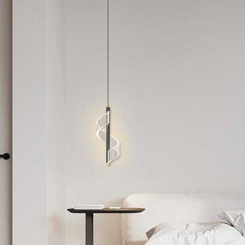 FDOIUTU LED Moderno Luci sospese 4W Regolabile 3 temperatur Colori 3000K/4500K/6000K, Camera da letto lampada a sospensione comodino luce pendente lampadario Per soggiorno sala da pranzo (Nero A)