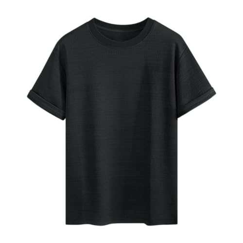 T-shirt col rond en coton jacquard rayé pour homme coupe ample
