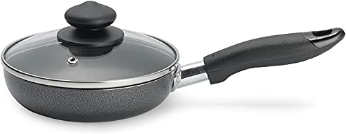 Bene Casa - Black Nonstick Aluminum Frying Pan With Glass Lid (6") - Dishwasher Safe For Easy Cleaning #TOP1
