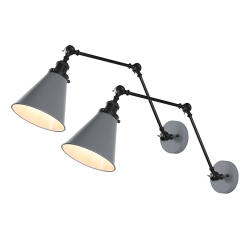 Image of JONATHAN Y Rover 1-Light Wall Sconce 7 inch, Gray /Black, Set of 2