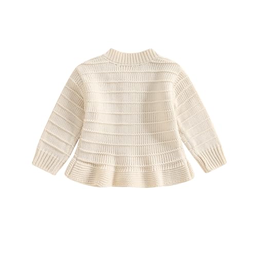 Toddler Girl Ruffle Sweater Cardigan Infant Baby Fall Clothes Winter Warm Long Sleeve Button Up Knitted Jacket Outwear2