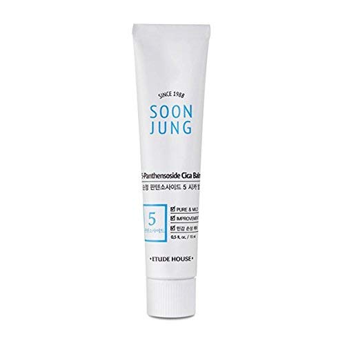 ETUDE HOUSE SoonJung Balm Panthensoside 5 0.5 fl. oz. (15ml) - Hypoallergenic Skin Relaxing & Calming Mild Balm for Sensitive Skin, Panthenol and Madecassoside Heals Damaged & Irritated Skin