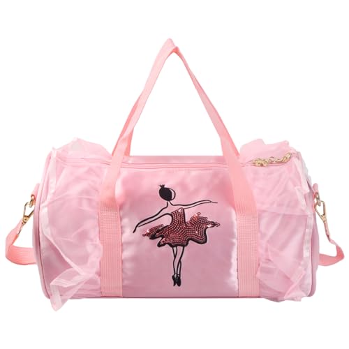 Pinsheng Mädchen Ballett Tanztaschen, Prinzessin Umhängetasche Rosa Sporttasche Tasche Balletttasche Duffle Bag Balletttasche Gymnastik Handtasche Kindertasche für Ballerina Tänzerin