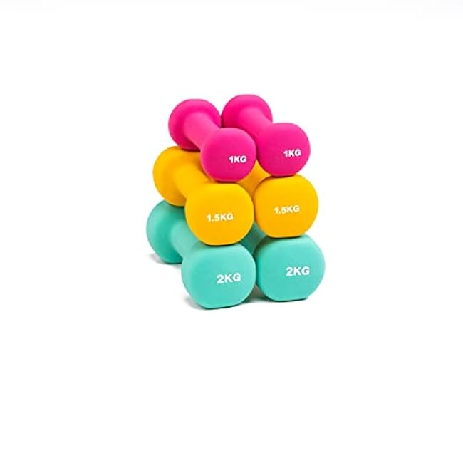 PRISP Dumbbells Set with Rack - 3 Pairs of Neoprene Free Weights with Stand