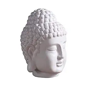 Ceramic Buddha Head Decoration Statues Buddhism Religious Statues Sculpture Decoration Collection for Home and Office Decorations (Matte White)