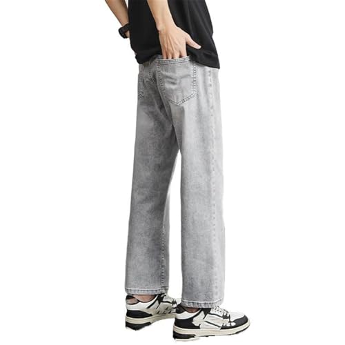 Men's Jeans Spring Autumn American Gray Cropped Straight Denim Long Pants for Men2