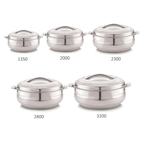 Image of CELLO Aroma 3200 Insulated Stainless Steel Casserole Hot Pot Box for Daily Use 3200 ml Silver | Keeps Food Hot & Warms for Long Hours, Food Grade Double Wall PU Insulated Roti Rice Hot Pot Casserole