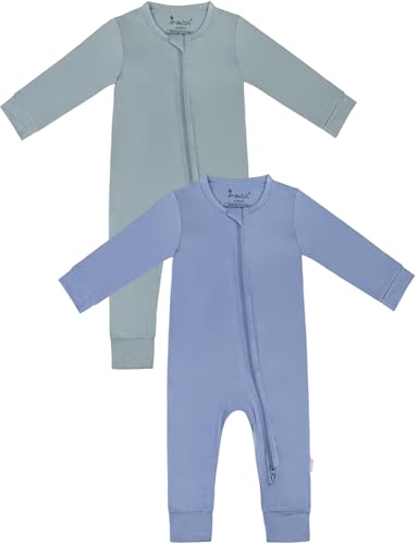 Image of Jimonda Baby Romper Boys Girls Bamboo Pajamas 2-Way Zipper Footless Unisex Long Sleeve Sleepers Sleep and Play 0-24 Months