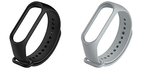Image of Wristband Band Straps for Xiaomi Mi 3 & Mi4 Bands (Combo Pack, Pack of 2) (Black - Grey, Xiaomi Mi Band 3)