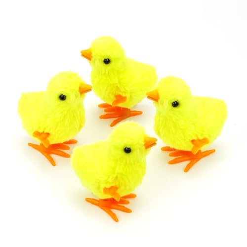 Image of Bunny and Jumping Chick Wind Up Toys Novelty Chicken Hopping Windup Toy for Kids Toddlers Adult Easter Egg Hunt Basket Stocking Stuffers Party Gifts [AssortedColor] (4 PIC-Jumping Chicken-Yellow)