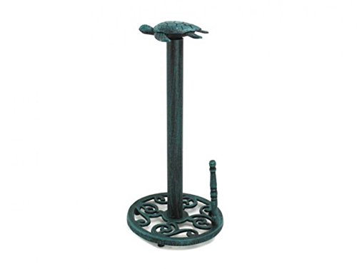 Hampton Nautical Seaworn Blue Paper Towel Holder 13"-Sea Turtle Beach Decor-Cast Iron - Image 4