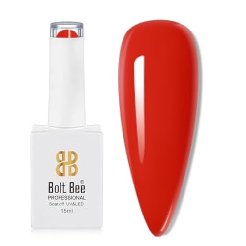 Image of Bolt Bee Color Red Gel Nail Polish Soak Off UV Gel DIY at Home Manicure Salon Nail Art (46, 15ml)
