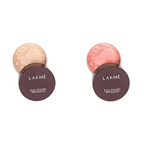 Image of LAKME Rose Face Powder For Oily Skin Type, Soft Pink, 40G And Rose Natural Face Powder For Skin Type, Warm Pink, 40G