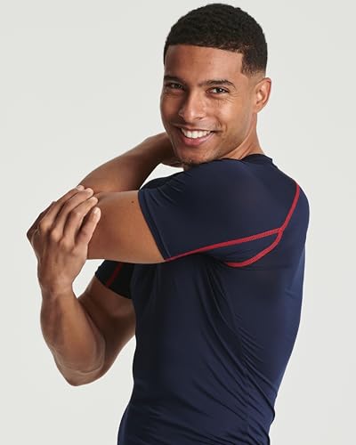 Real Essentials 4 Pack: Men's Short Sleeve Compression T-Shirt Base Layer Undershirt Athletic Top (Available in Big & Tall)