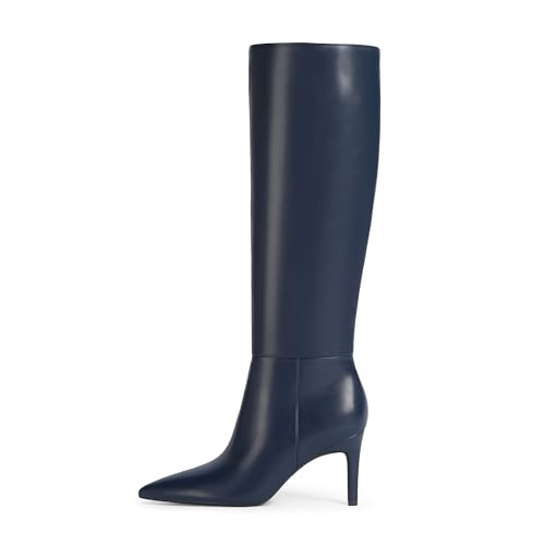 Image of Easyfox Knee High Boots Women Pointed Toe Stiletto Heel Tall Boots | Side Zipper,3 In Stiletto Heel,Fall Spring Winter Fashion Dress Tall Boots,Evening Bridal office Long Boots