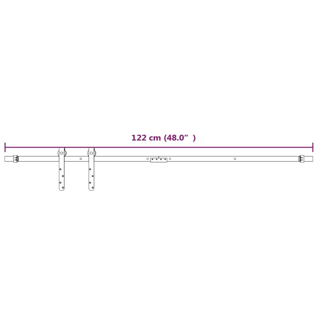 Juego de herrajes para puerta corredera de acero al carbono con recubrimiento en polvo, carril de 122 cm, carga de 20 kg, deslizamiento silencioso para puertas de armarios y renovación