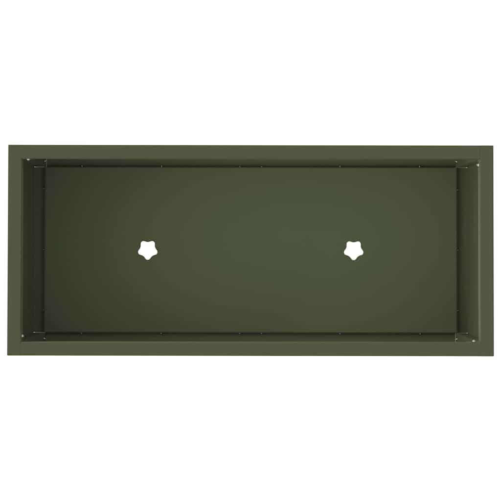 Podwyższona grządka ogrodowa, oliwkowa zieleń, 60 x 26 x 45 cm, stal, wytrzymała metalowa skrzynka na rośliny do użytku na zewnątrz, odporna na promieniowanie UV, łatwy montaż, idealna do ogrodu i na
