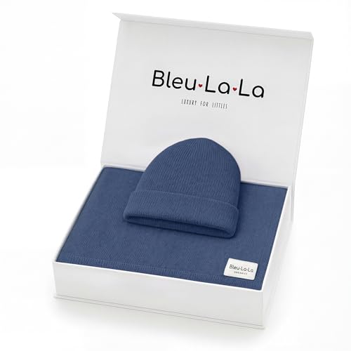 Image of Baby Gift Set - Organic Cotton Newborn Blanket Essentials, Baby Boy Gifts Newborn, for Boys (Luxe - Denim Blue)