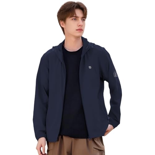 Image of Venzina UPF 50+ Sun Jacket for Men Long Sleeve Zip-up Sun Jacket with Zip Pocket, Removable Hat, Quick Dry Loose-fit UV Protection Clothing for Driving, Riding, Hiking