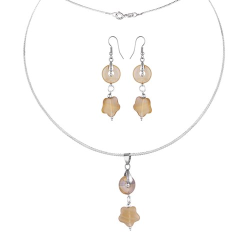 Pearlz Ocean Dragonfly 2.5 Inch Multi Fluorite Beads Pendant Set