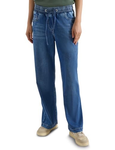 Cecil High Waist Wide Leg Jeans im Loose Fit mid Blue Used wash L