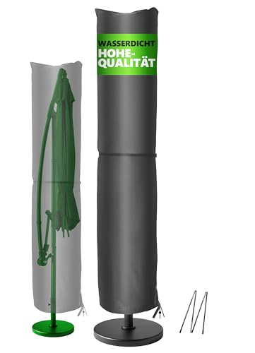 4smile Sonnenschirm Schutzhülle 2 bis 4m – 420D Oxford-Stoff Ampelschirm Schutzhülle, Wasserdicht, UV-beständig, Sonnenschirmhülle für Garten & Außenbereich, Anthrazit