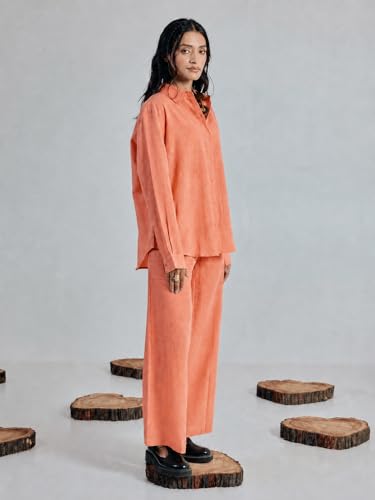 Image of FIORRA Women's Linen-Blend Loose Relaxed Fit Co-Ord Set